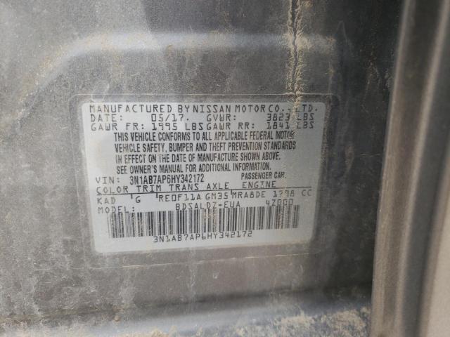 2017 NISSAN SENTRA S 3N1AB7AP6HY342172