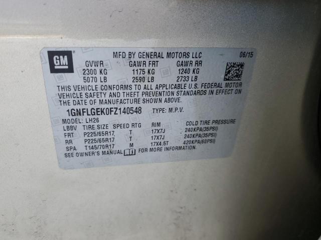 2015 CHEVROLET EQUINOX LT 1GNFLGEK0FZ140548