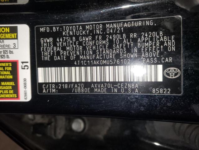 VIN 4T1C11AK0MU576102 2021 Toyota Camry, LE no.13