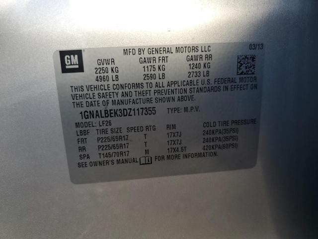 2013 Chevrolet Equinox Ls VIN: 1GNALBEK3DZ117355 Lot: 41128934