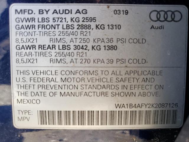 WA1B4AFY2K2087126 2019 AUDI SQ5 - Image 13