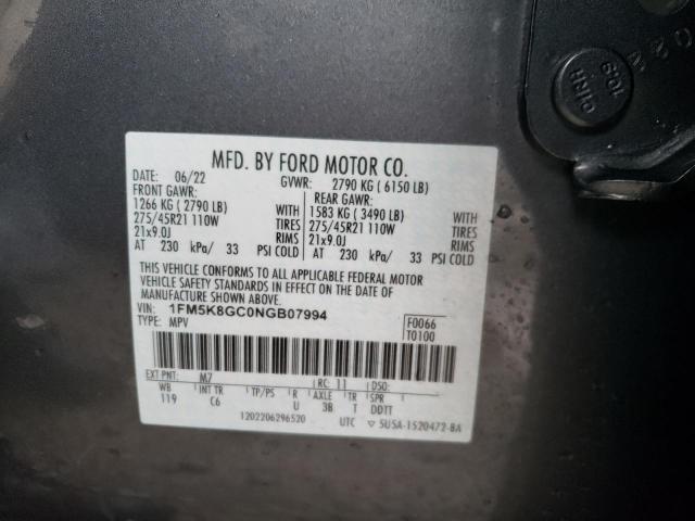 2022 FORD EXPLORER S 1FM5K8GC0NGB07994