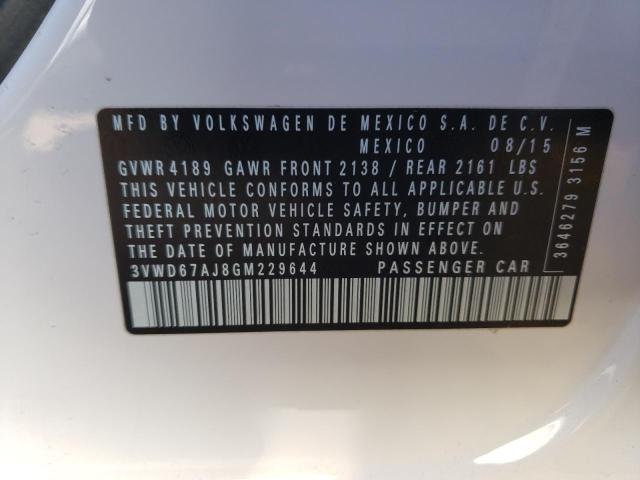 2016 VOLKSWAGEN JETTA SE 3VWD67AJ8GM229644