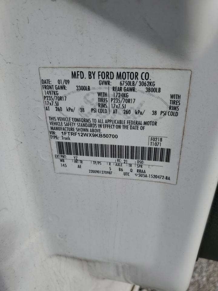 1FTRF12WX9KB50700 2009 Ford F150