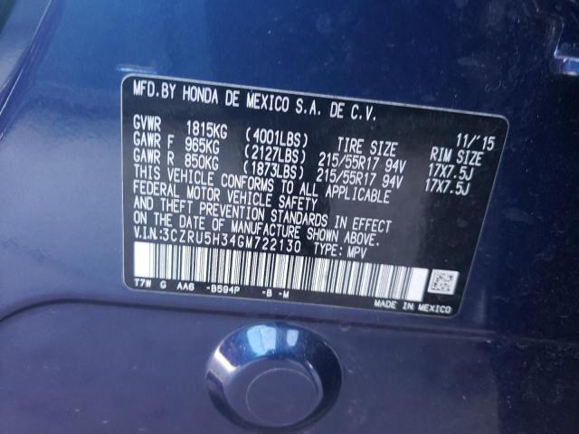 2016 HONDA HR-V 3CZRU5H34GM722130