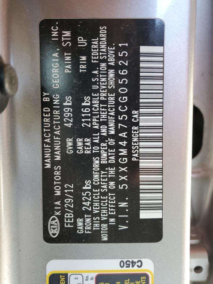 5XXGM4A75CG056251 2012 Kia Optima Lx