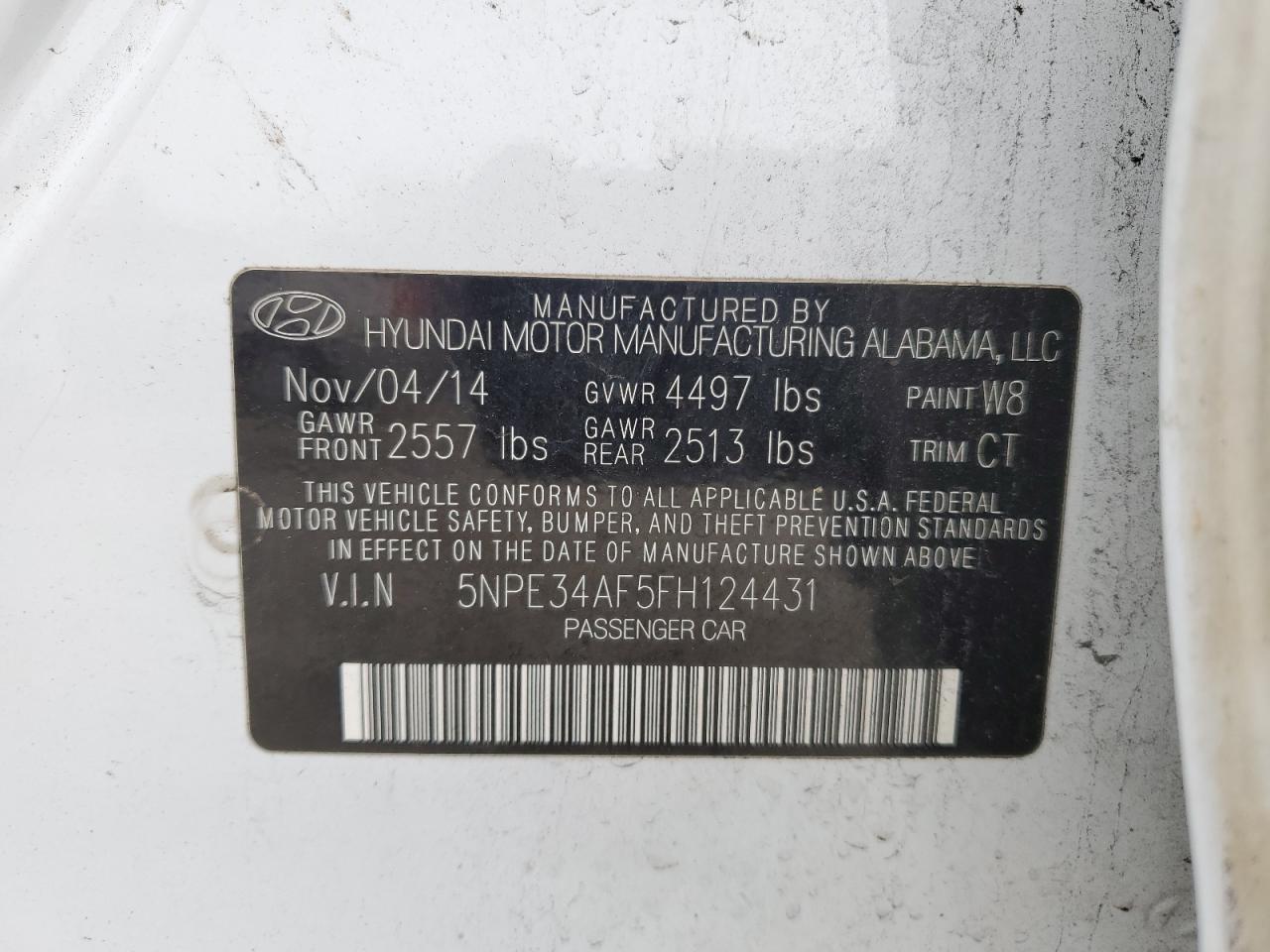 5NPE34AF5FH124431 2015 Hyundai Sonata Sport