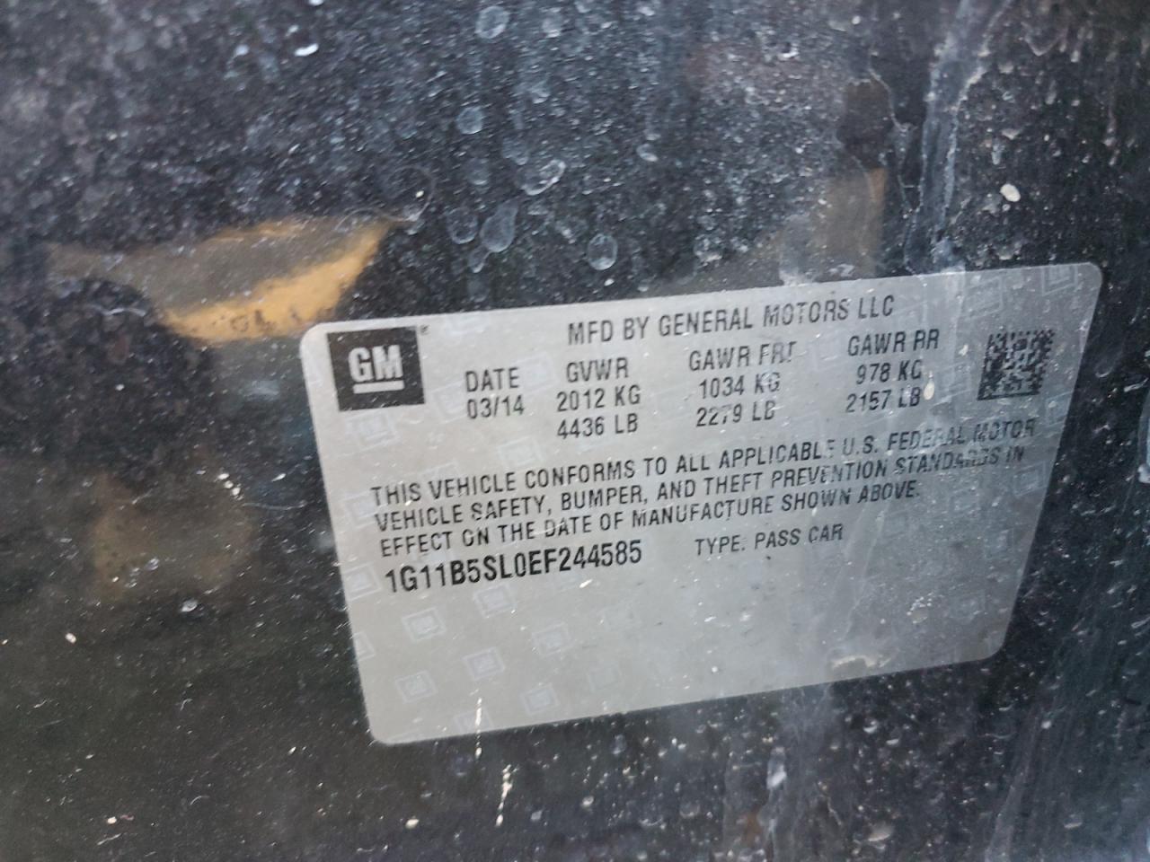 1G11B5SL0EF244585 2014 Chevrolet Malibu Ls