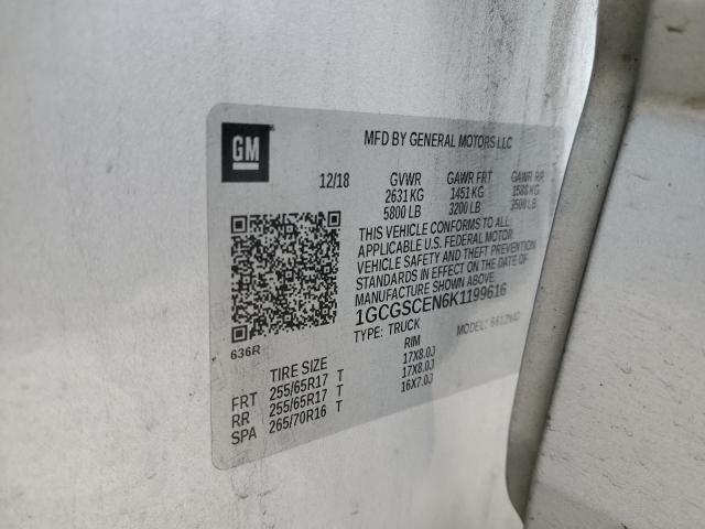 2019 CHEVROLET COLORADO L - 1GCGSCEN6K1199616
