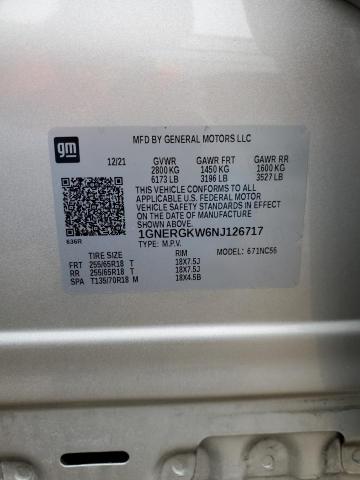 2022 CHEVROLET TRAVERSE L 1GNERGKW6NJ126717