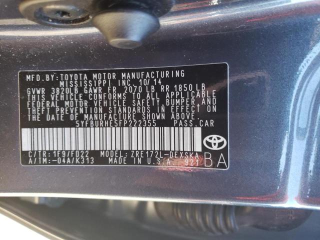 2015 Toyota Corolla L VIN: 5YFBURHE5FP222355 Lot: 43390474