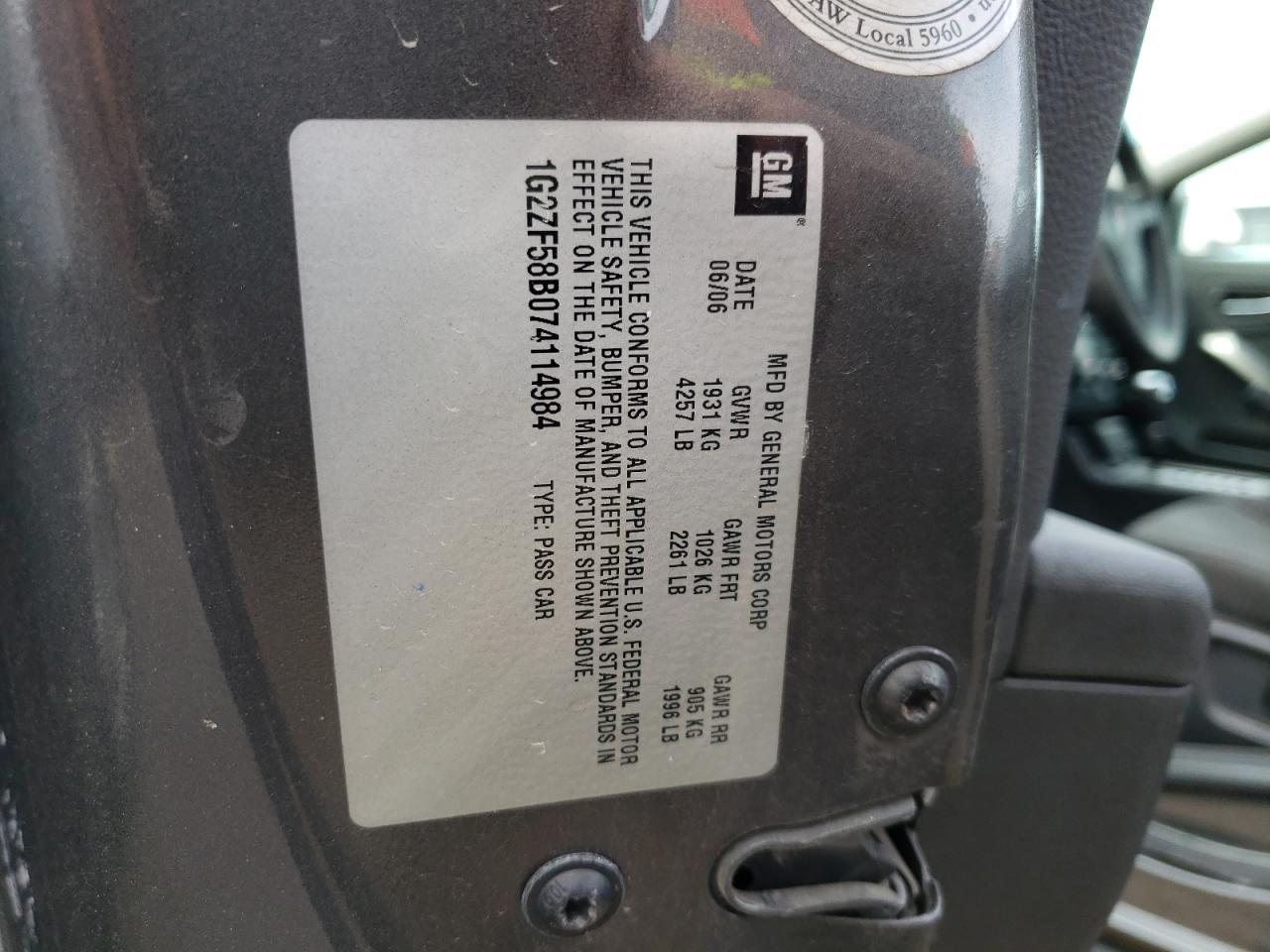 1G2ZF58B074114984 2007 Pontiac G6 Value Leader