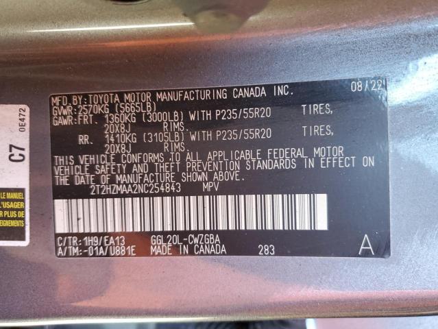 2022 LEXUS RX 350 2T2HZMAA2NC254843