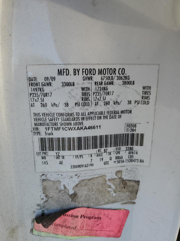 1FTMF1CWXAKA46611 2010 Ford F150