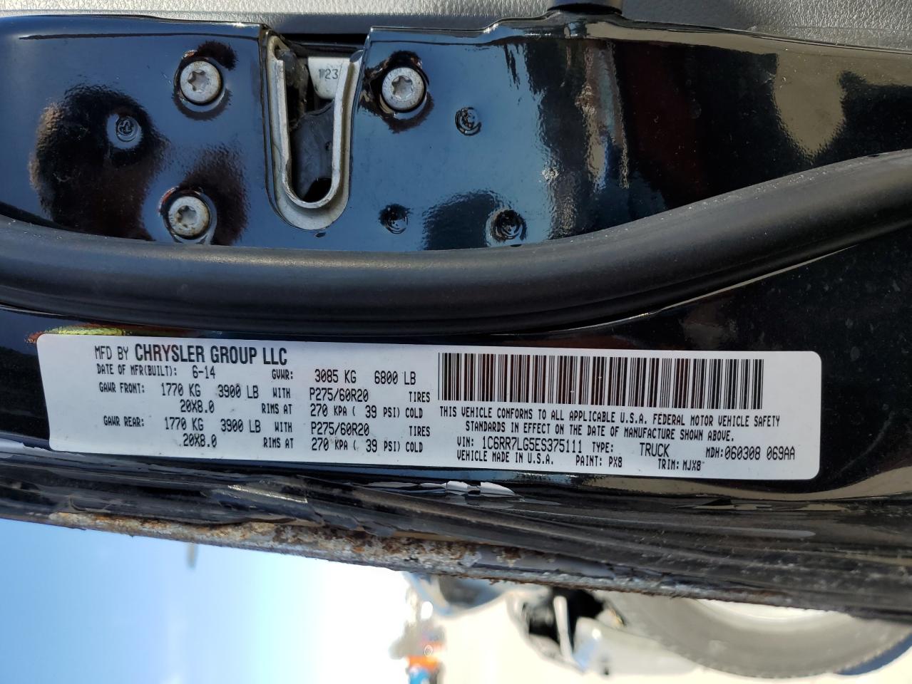 1C6RR7LG5ES375111 2014 Ram 1500 Slt