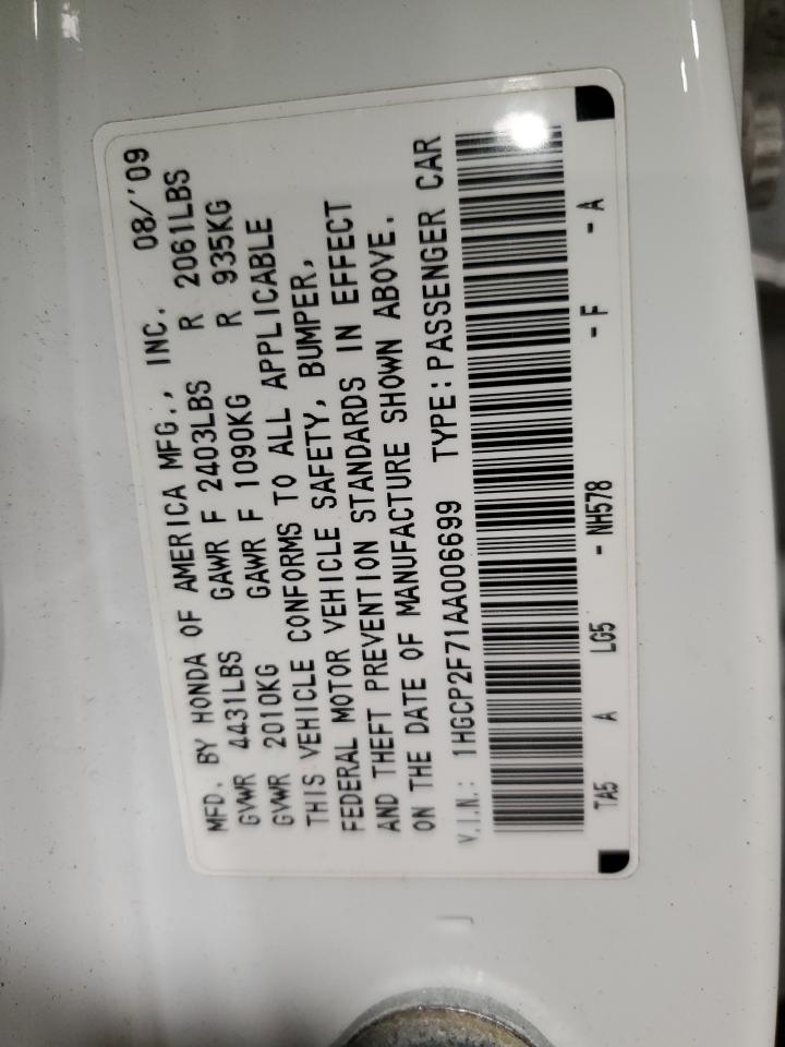 1HGCP2F71AA006699 2010 Honda Accord Ex 1HGCP2F71AA006699 2010 Honda Accord Ex