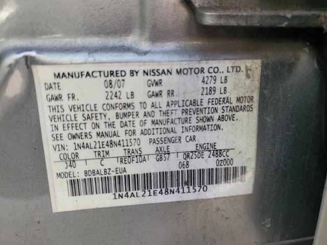 2008 Nissan Altima 2.5 VIN: 1N4AL21E48N411570 Lot: 44567174