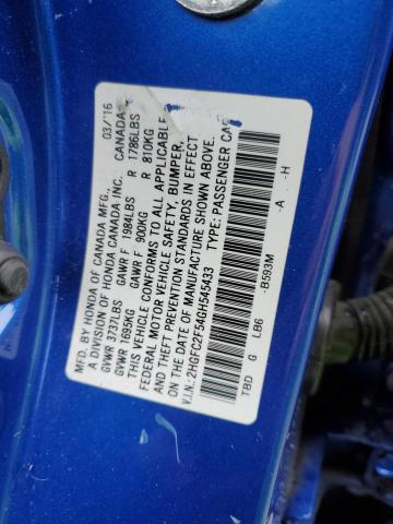 2016 HONDA CIVIC LX 2HGFC2F54GH545433