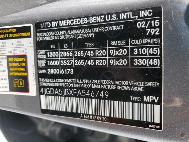 2015 MERCEDES-BENZ ML 350 - 4JGDA5JBXFA546749