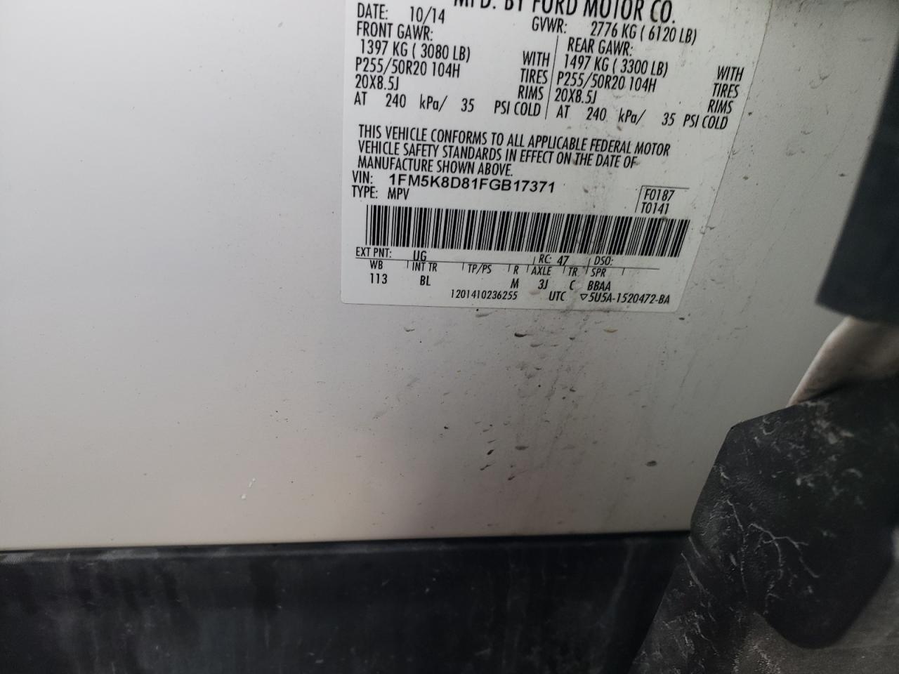 1FM5K8D81FGB17371 2015 Ford Explorer Xlt