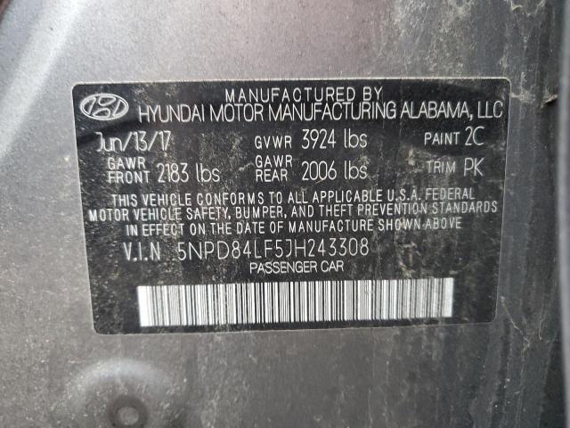 2018 HYUNDAI ELANTRA SE 5NPD84LF5JH243308