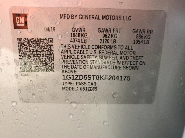 1G1ZD5ST0KF204175 2019 CHEVROLET MALIBU - Image 12