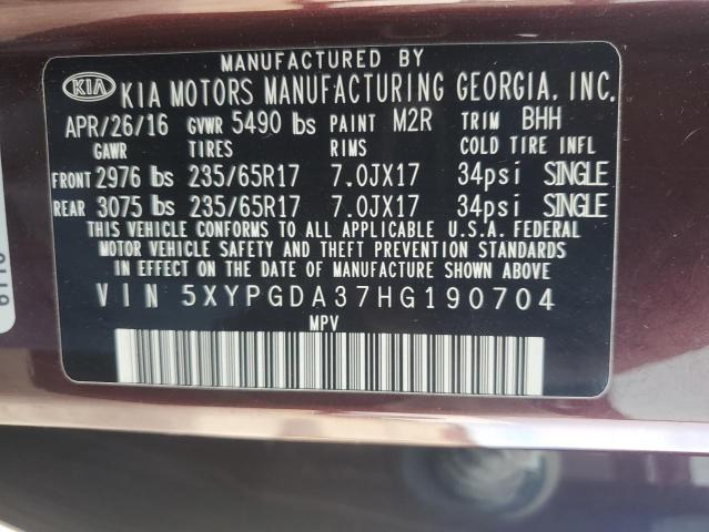2017 KIA SORENTO LX 5XYPGDA37HG190704