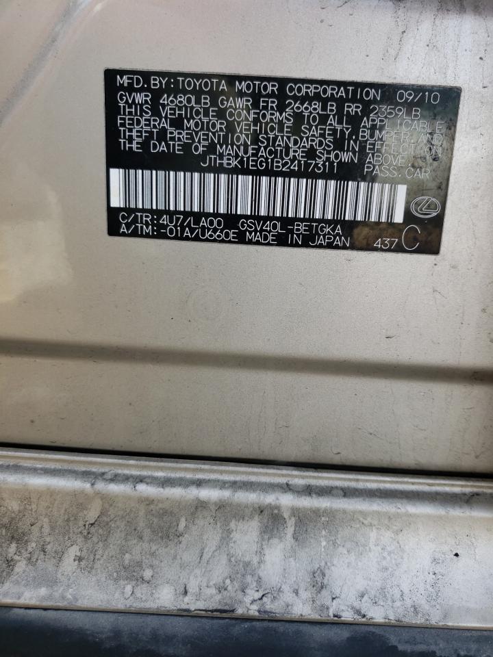 JTHBK1EG1B2417311 2011 Lexus Es 350