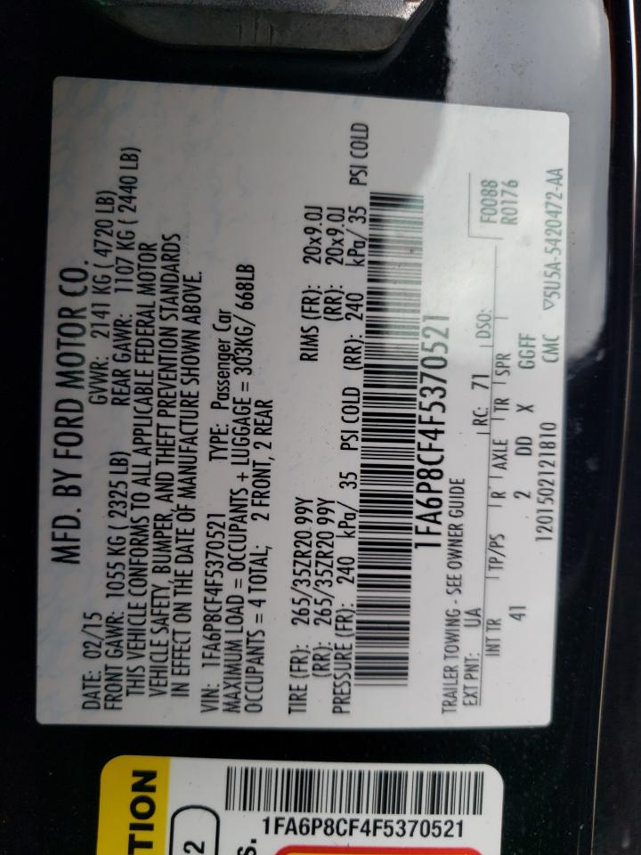 1FA6P8CF4F5370521 2015 Ford Mustang Gt