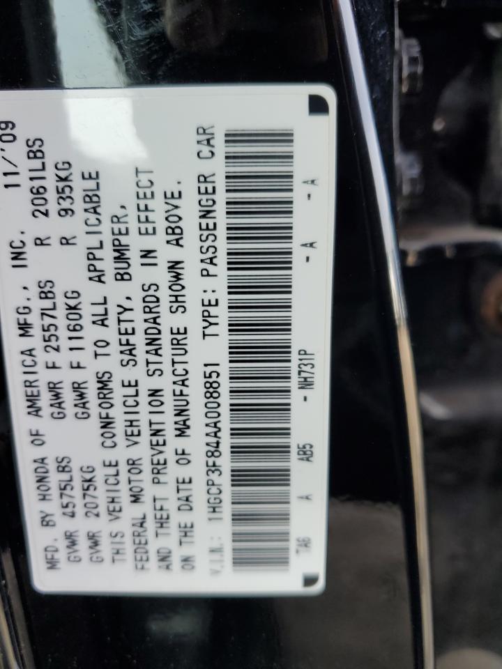 1HGCP3F84AA008851 2010 Honda Accord Exl