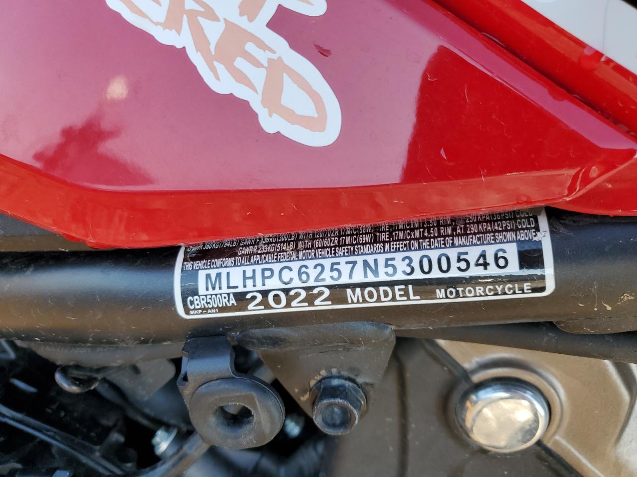 MLHPC6257N5300546 2022 Honda Cbr500 Ra