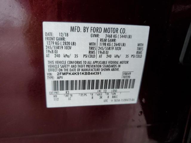 2FMPK4K91KBB44391 2019 FORD EDGE, photo no. 12