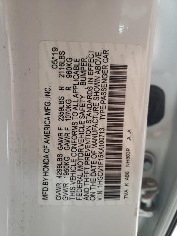 2019 HONDA ACCORD LX 1HGCV1F15KA100713