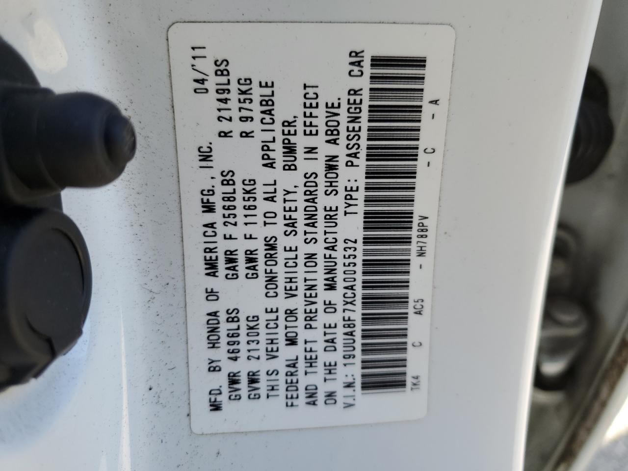 19UUA8F7XCA005532 2012 Acura Tl