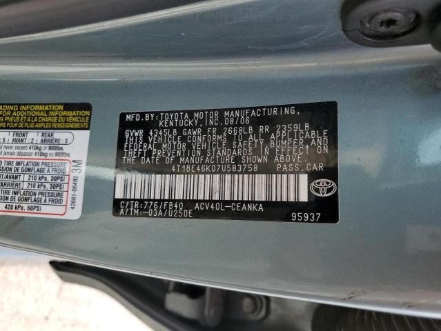 4T1BE46K07U583758 2007 Toyota Camry Ce