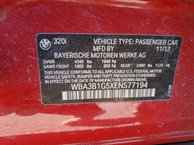 2014 BMW 320 I VIN: WBA3B1G5XENS77194 Lot: 41474114