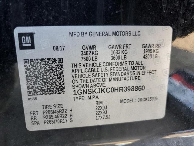 2017 CHEVROLET SUBURBAN 1GNSKJKC0HR398860