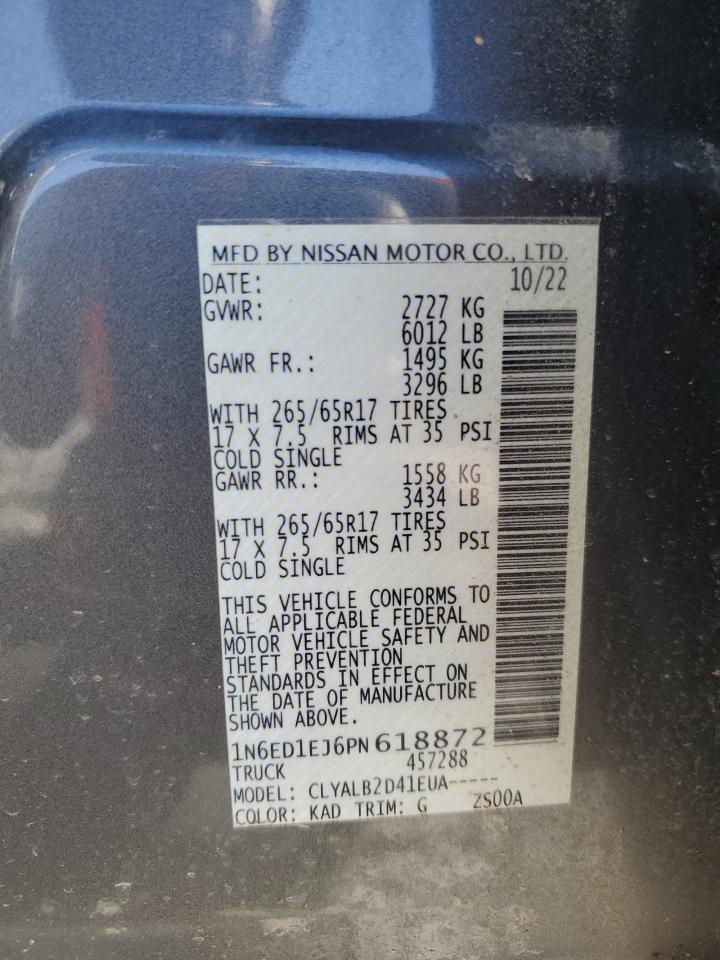 VIN: 1N6ED1EJ6PN618872 2023 NISSAN FRONTIER