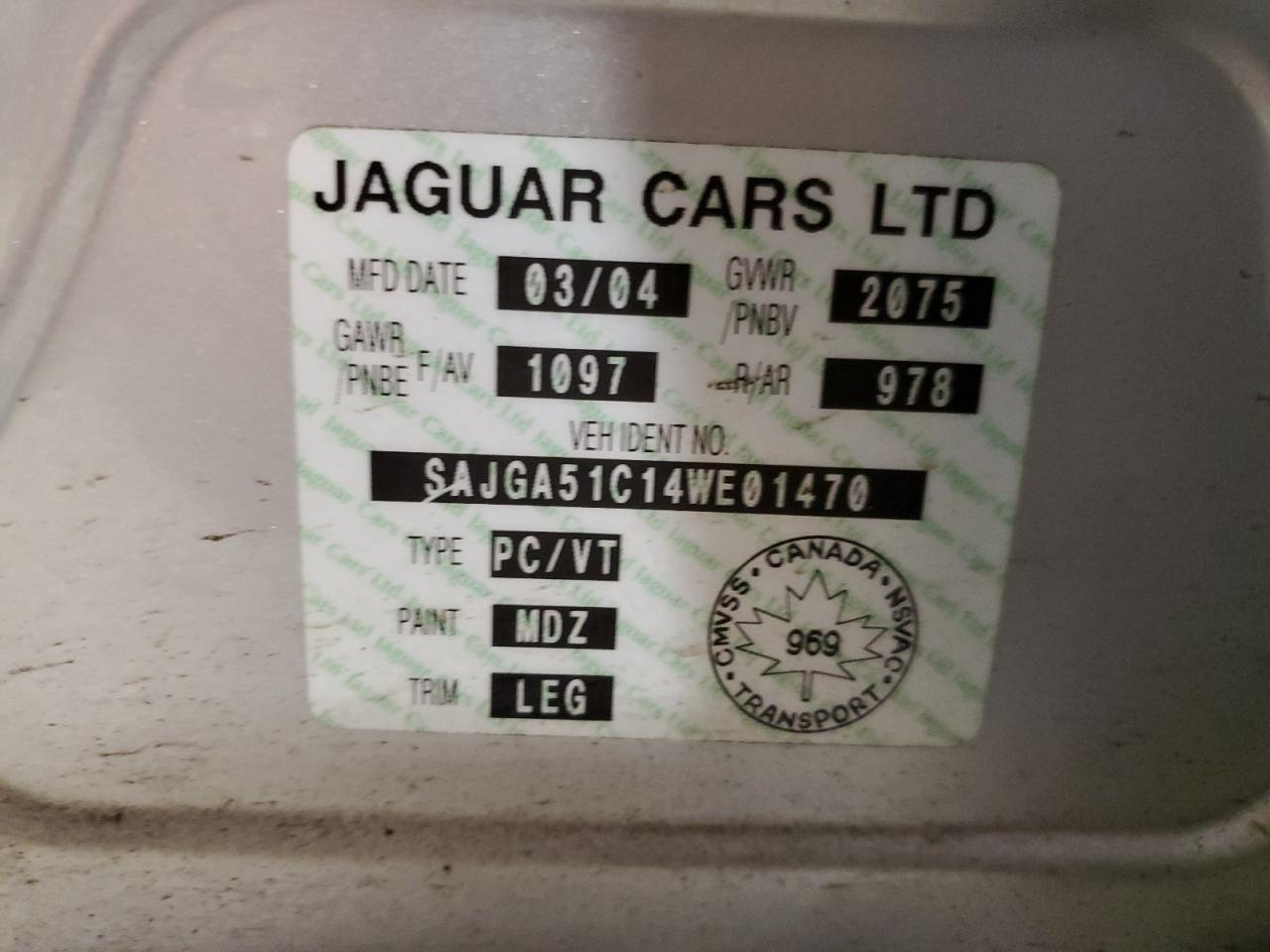 SAJGA51C14WE01470 2004 Jaguar X-Type 3.0