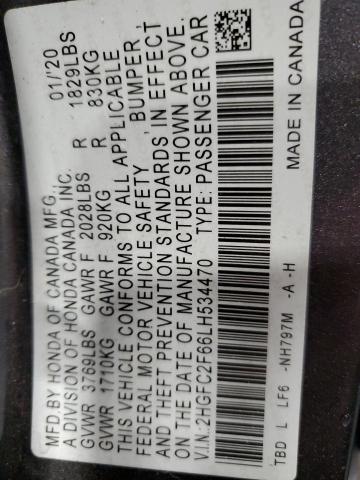 2020 HONDA CIVIC LX 2HGFC2F66LH534470