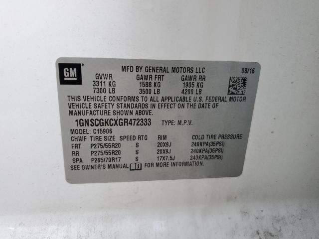 2016 CHEVROLET SUBURBAN C 1GNSCGKCXGR472333