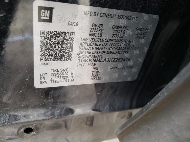 2019 GMC ACADIA SLT 1GKKNMLA3KZ262474