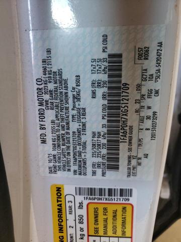2016 FORD FUSION SE 1FA6P0H7XG5121709