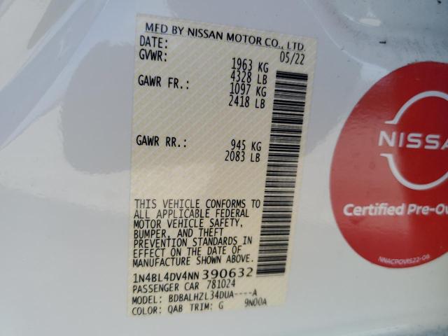 2022 NISSAN ALTIMA SV 1N4BL4DV4NN390632