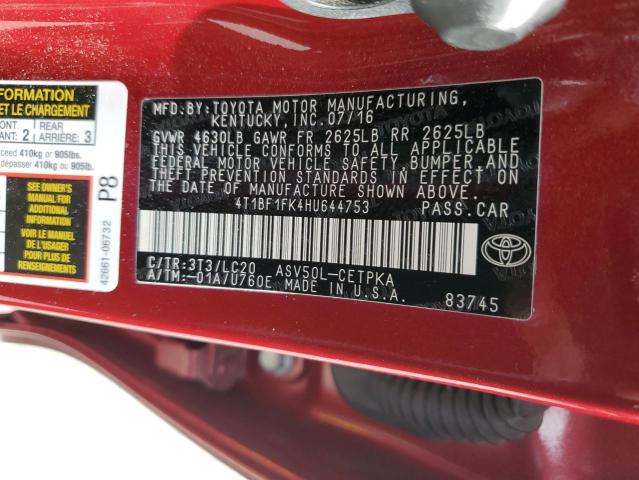 2017 TOYOTA CAMRY LE 4T1BF1FK4HU644753