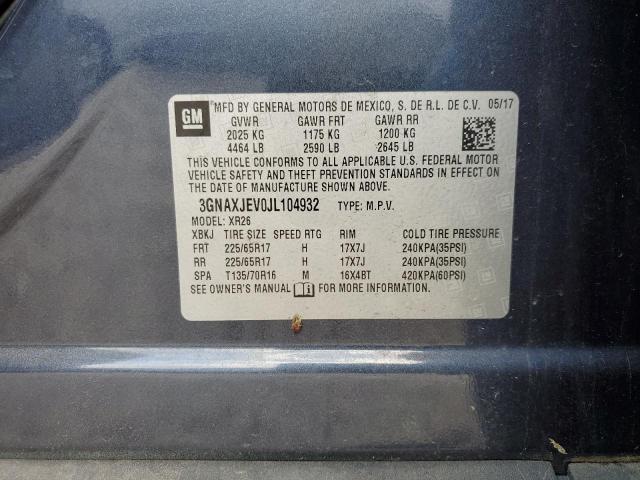 2018 CHEVROLET EQUINOX LT 3GNAXJEV0JL104932
