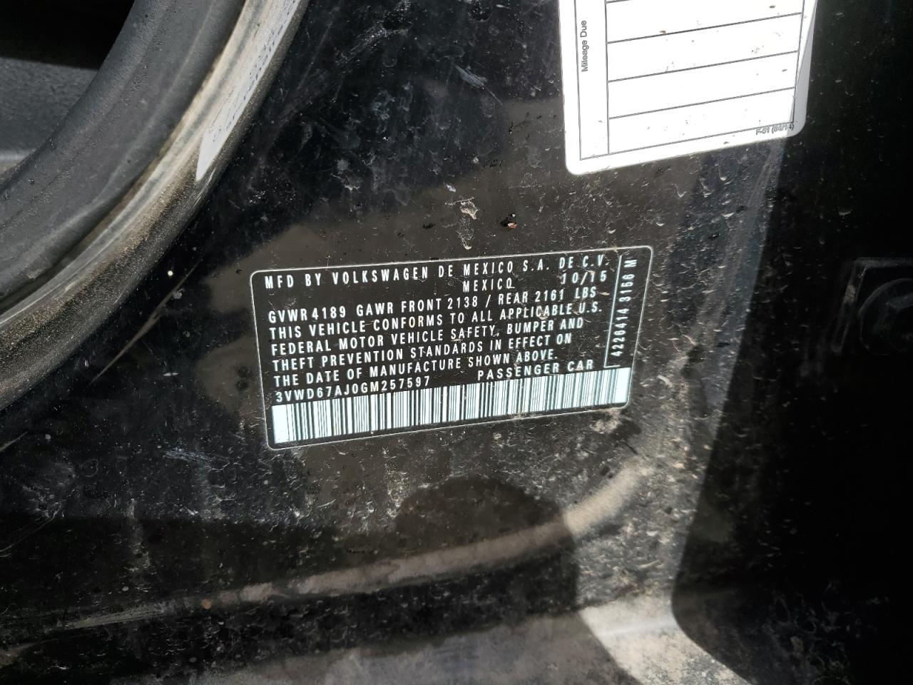 3VWD67AJ0GM257597 2016 Volkswagen Jetta Se