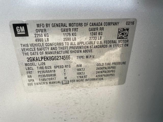 2016 GMC TERRAIN SL 2GKALPEK8G6274566
