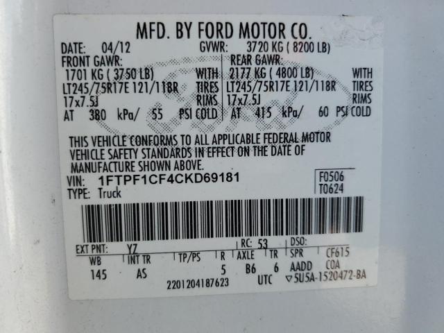 1FTPF1CF4CKD69181 | 2012 Ford f150