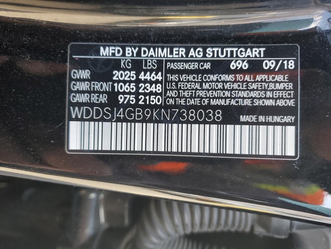 WDDSJ4GB9KN738038 2019 Mercedes-Benz Cla 250 4Matic